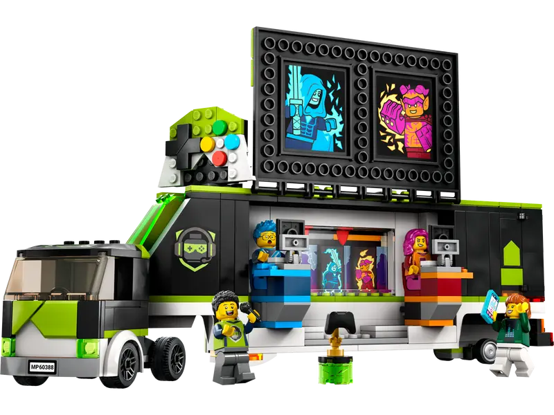 LEGO® City Gaming Tournament Truck 60388 the trailer opens up to reveal the eSports stage
