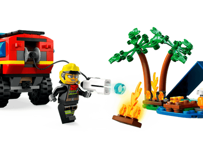 LEGO City 4x4 Fire Engine with Rescue Boat 60412 includes a fire engine’s extinguisher to knock out flames