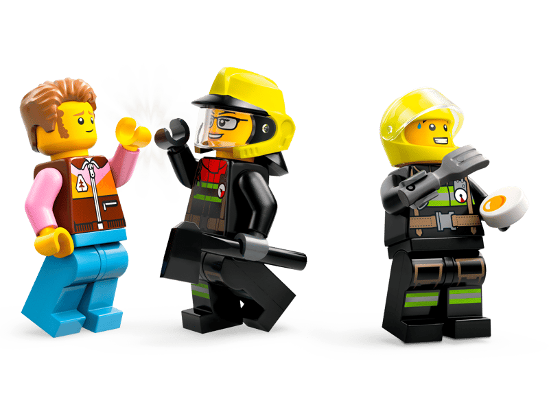 LEGO City 4x4 Fire Engine with Rescue Boat 60412 includes a camper and 2 firefighter minifigures