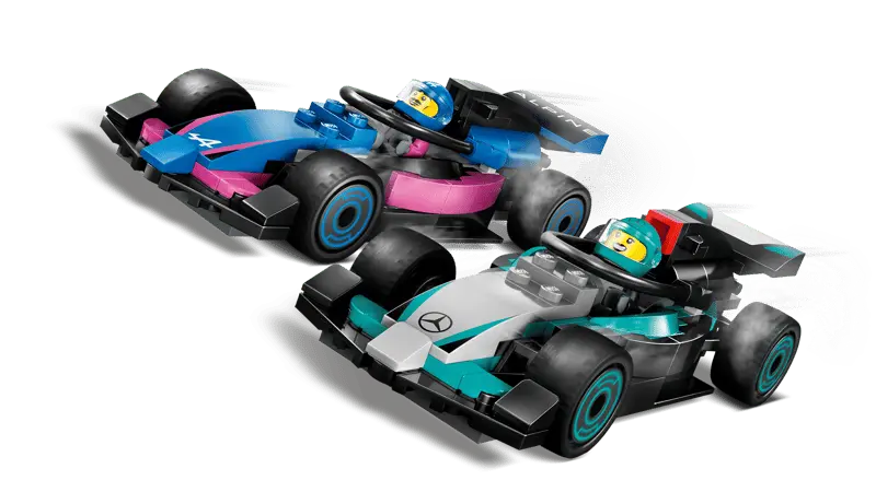 LEGO® City F1® Garage & Mercedes-AMG & Alpine Cars 60444 includes Alpine team and  Mercedes team race cars