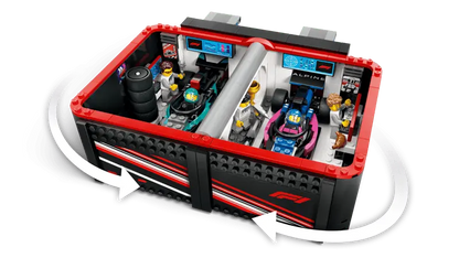 LEGO® City F1® Garage & Mercedes-AMG & Alpine Cars 60444 The fold-away playset includes a built-in carrying handle