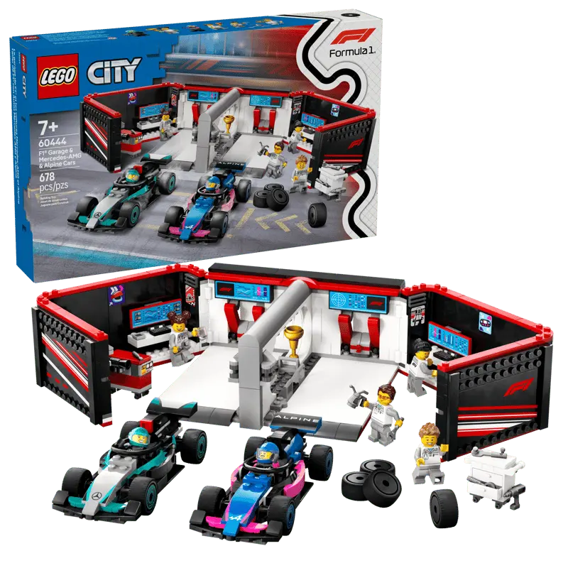 LEGO® City F1® Garage & Mercedes-AMG & Alpine Cars 60444 with packaging
