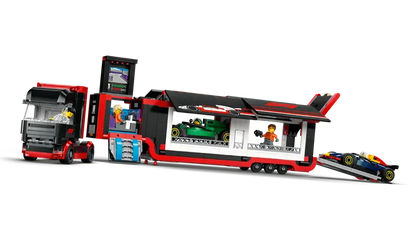 LEGO City F1 Truck with RB20 & AMR24 F1 Cars 60445 truck comes with fully opening side panels