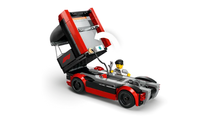 LEGO City F1 Truck with RB20 & AMR24 F1 Cars 60445 Tilt the cab to access the truck’s engine
