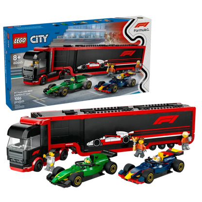 LEGO City F1 Truck with RB20 & AMR24 F1 Cars 60445 with packaging
