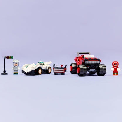LEGO® Sonic the Hedgehog™ Silver’s Car vs. Knuckles’ Monster Truck 77118 Toy-Car Building Kit for Kids- 2 Racing Vehicle Toys and 2 Minifigures for Boys and Girls Aged 8+ -Sonic Merch Gaming Treat