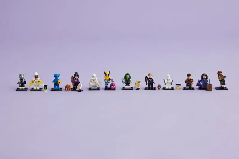 LEGO 71039 features Agatha Harkness, Kate Bishop, Hawkeye, Moon Knight, Mr. Knight, She-Hulk, The Werewolf, Goliath, Storm, Beast, Wolverine and Echo