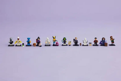 LEGO 71039 features Agatha Harkness, Kate Bishop, Hawkeye, Moon Knight, Mr. Knight, She-Hulk, The Werewolf, Goliath, Storm, Beast, Wolverine and Echo