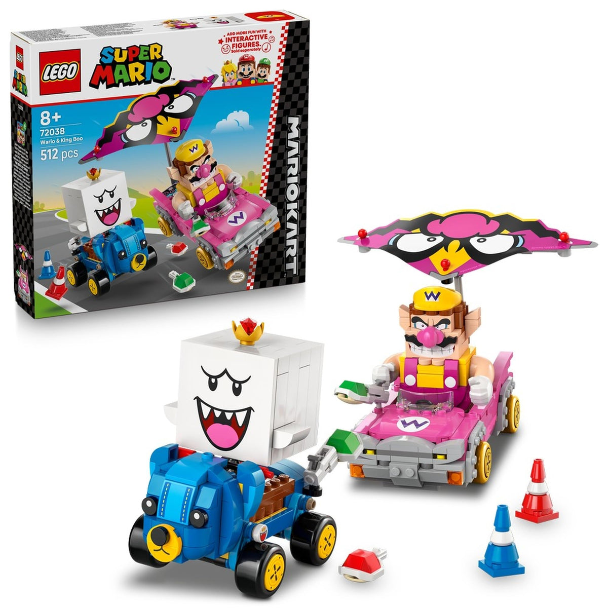 LEGO® Super Mario™: Mario Kart™ – Wario & King Boo Figures 72038 Badwagon and Teddy Buggy Drifting Toy Vehicles for Kids, Nintendo® Character Toy Idea for Boys, Girls and Any Gamers Aged 8 Plus
