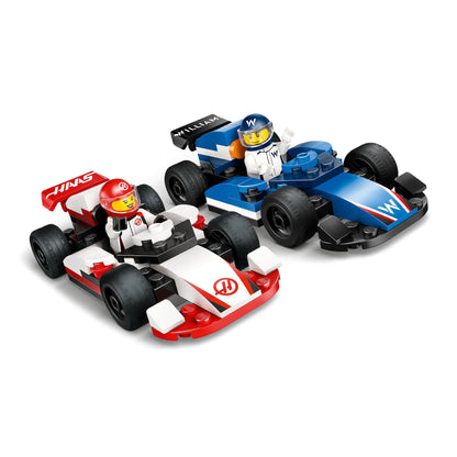 LEGO City F1 Williams Racing & Haas F1 Race Cars Building Toy for 4+ Year Old Boys, Girls & Toddlers, Formula 1 Construction Set with 2 Kids Toy Cars and 2 Driver Minifigures, Model Kit for Fans 60464