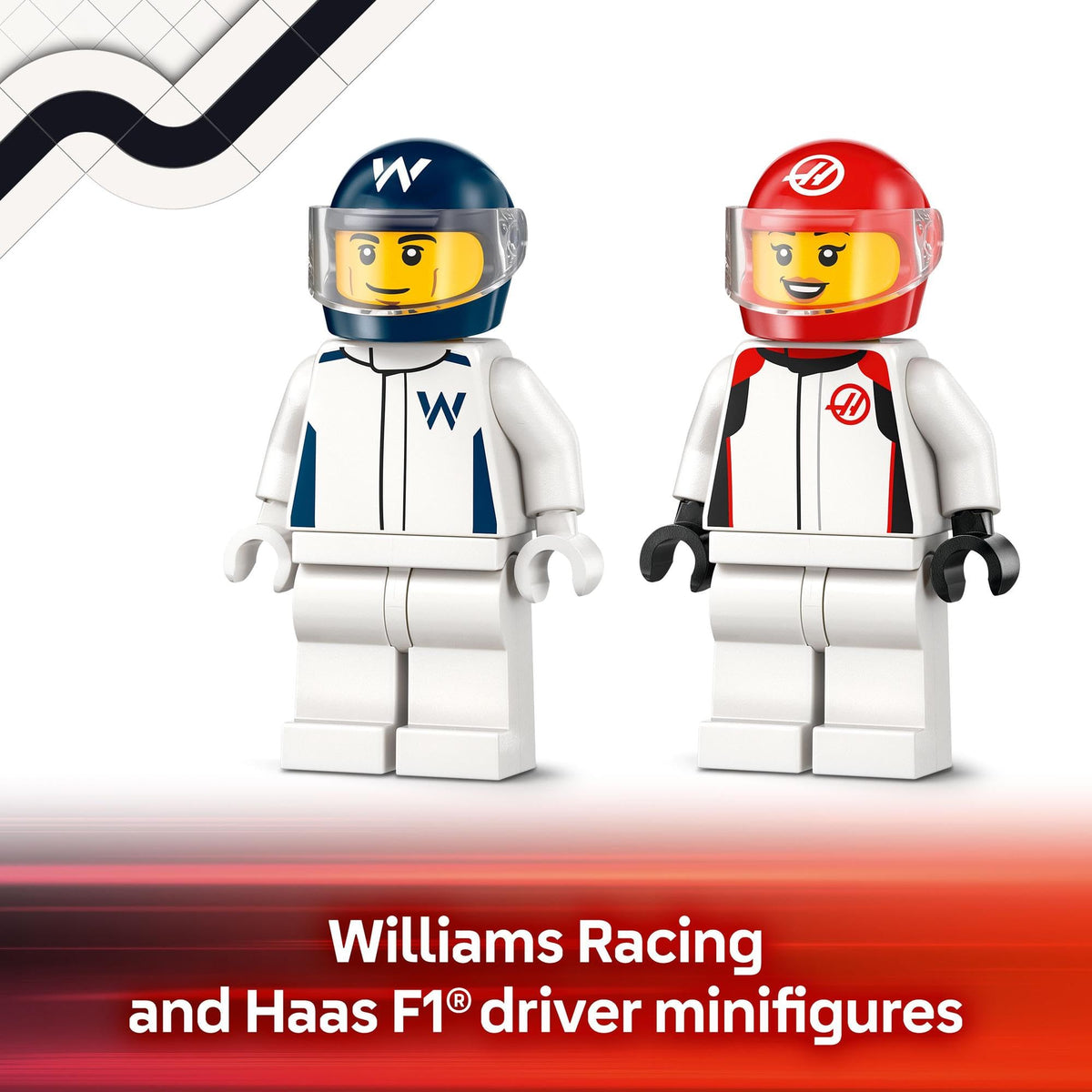 LEGO City F1 Williams Racing & Haas F1 Race Cars Building Toy for 4+ Year Old Boys, Girls & Toddlers, Formula 1 Construction Set with 2 Kids Toy Cars and 2 Driver Minifigures, Model Kit for Fans 60464