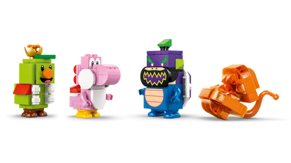 LEGO Super Mario Prince Florian & Castle Bowser 72042 features 4 minifigures A Pink Yoshi, a Fiery Note Piranha, Prince Florian and Wonder Bowser Jr.