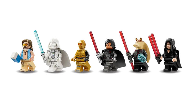  LEGO® Star Wars™ The Dark Falcon 75389 features 6 minifigures – Darth Jar Jar, Bounty Hunter C-3PO, Darth Dev, Darth Rey, Beach Luke and Jedi Vader
