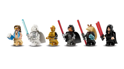  LEGO® Star Wars™ The Dark Falcon 75389 features 6 minifigures – Darth Jar Jar, Bounty Hunter C-3PO, Darth Dev, Darth Rey, Beach Luke and Jedi Vader