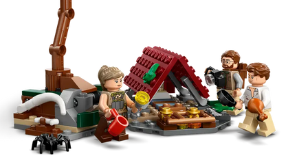 LEGO Jurassic World Raptor & Titanosaurus Tracking Mission 76973 includes Camp area and 3 minifigures
