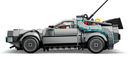 LEGO Speed Champions Time Machine from Back to the Future 77256 the car features details from the movie version including rear air vents, cockpit, the flux capacitor, time calculator