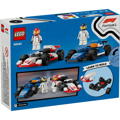 LEGO City F1 Williams Racing & Haas F1 Race Cars Building Toy for 4+ Year Old Boys, Girls & Toddlers, Formula 1 Construction Set with 2 Kids Toy Cars and 2 Driver Minifigures, Model Kit for Fans 60464