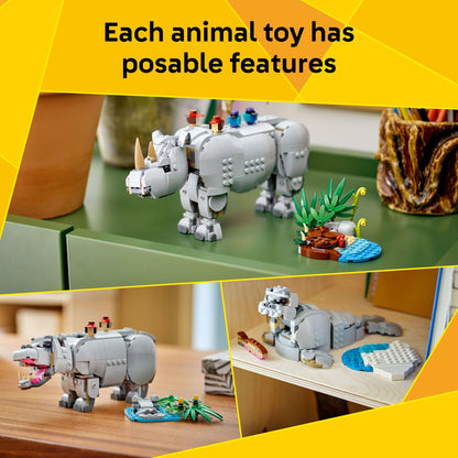 LEGO Creator 3 in 1 Wild Animals: Majestic Rhino with Birds 31171