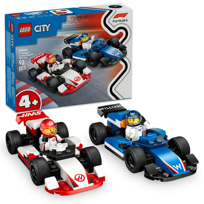 LEGO City F1 Williams Racing & Haas F1 Race Cars Building Toy for 4+ Year Old Boys, Girls & Toddlers, Formula 1 Construction Set with 2 Kids Toy Cars and 2 Driver Minifigures, Model Kit for Fans 60464