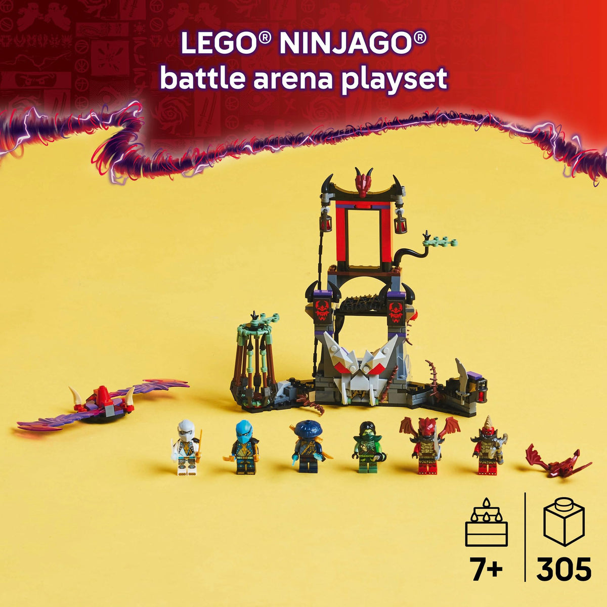LEGO NINJAGO Dragonian Storm Village Ninja Toy for 7+ Year Old Boys & Girls, Dragons Rising Building Construction Setwith Spinner, 6 Minifigures & Interactive Features, Creative Kids Toys 71841