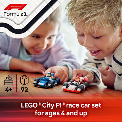 LEGO City F1 Williams Racing & Haas F1 Race Cars Building Toy for 4+ Year Old Boys, Girls & Toddlers, Formula 1 Construction Set with 2 Kids Toy Cars and 2 Driver Minifigures, Model Kit for Fans 60464