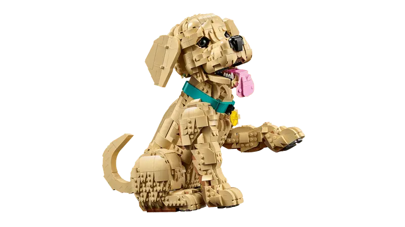LEGO® Icons Golden Retriever Puppy 11384 includes posable front paw