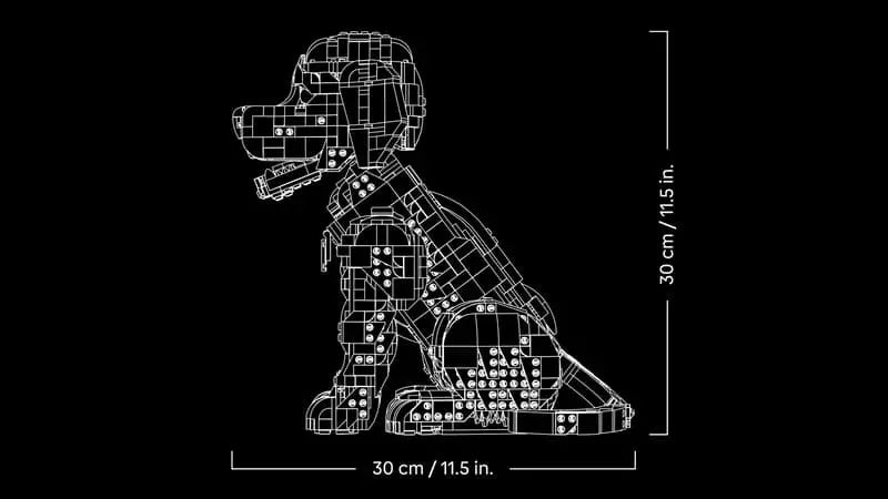 LEGO® Icons Golden Retriever Puppy 11384 stands over 11.5 in. (30 cm) tall
