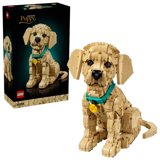 LEGO® Icons Golden Retriever Puppy 11384 with packaging