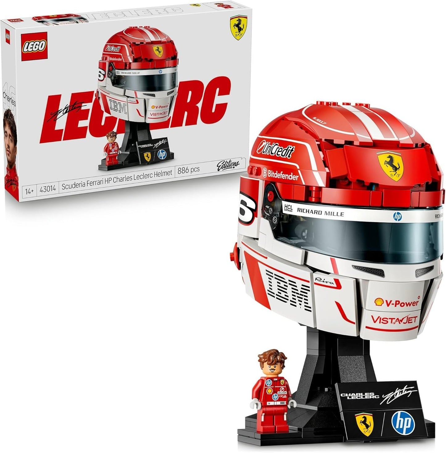 LEGO Editions Scuderia Ferrari HP Charles Leclerc Helmet 43014 F1  Merch Sports