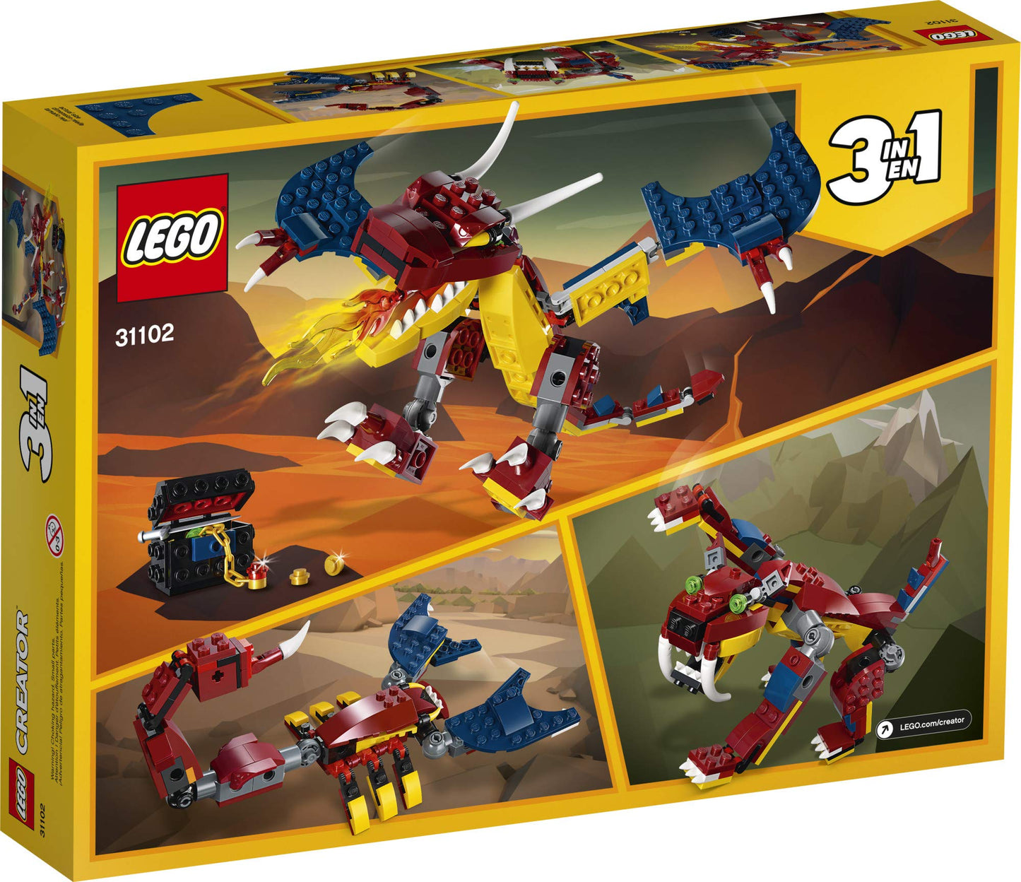 LEGO Creator 3in1 Fire Dragon 31102 Building Kit