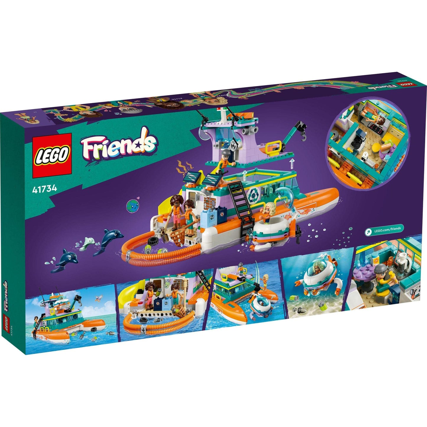 LEGO® Friends Sea Rescue Boat 41734 Building Toy Set for Kids Ages 7+ Who Love Creative Play and Sea Life Stories