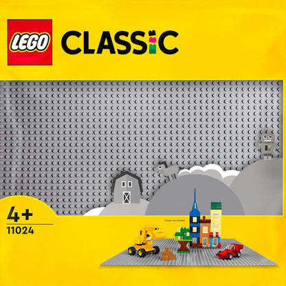 LEGO Classic Grey Baseplate, 48x48 Stud Building Base, Build and Display Board 11024